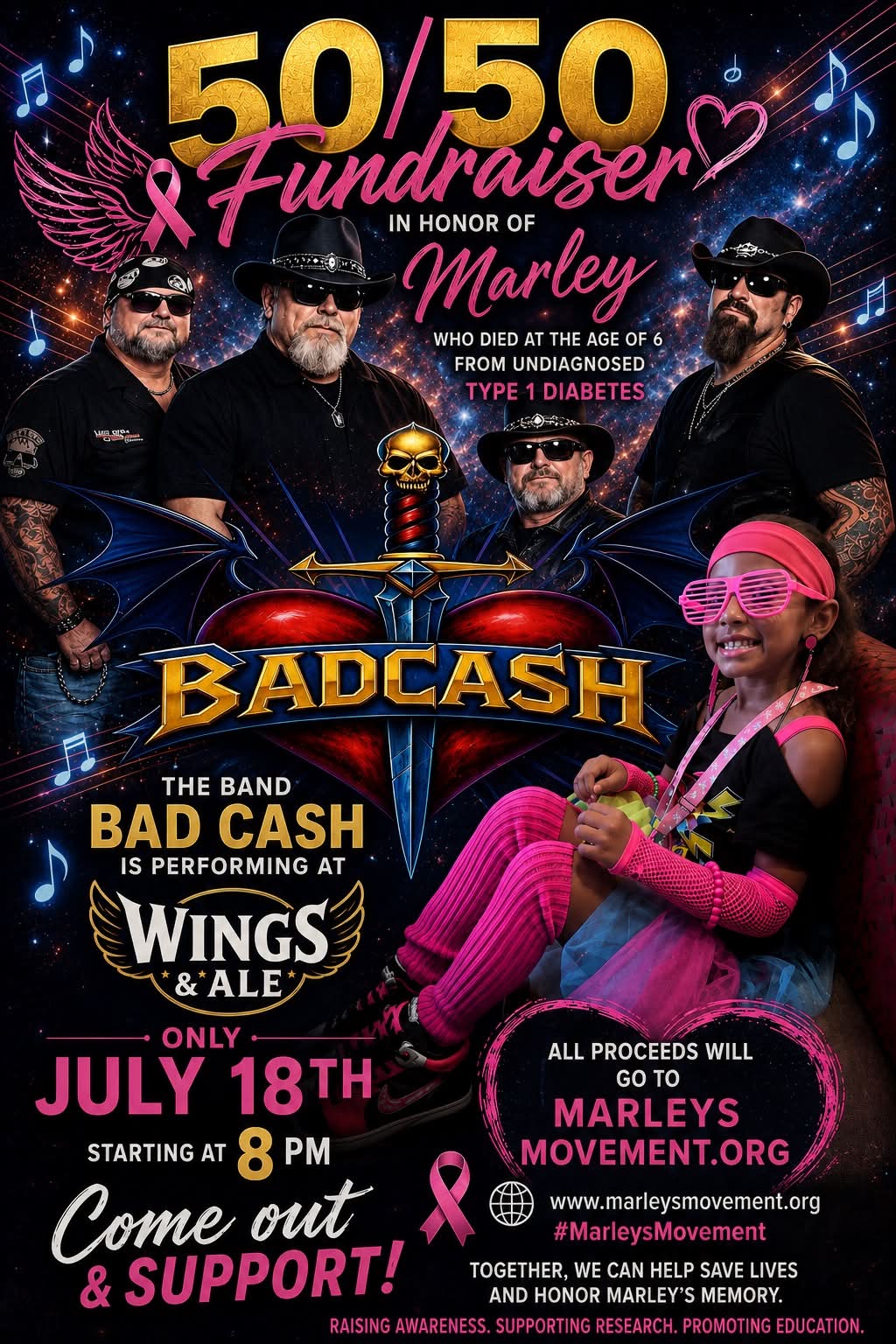 Bad Cash 50/50 Fundraiser event flyer