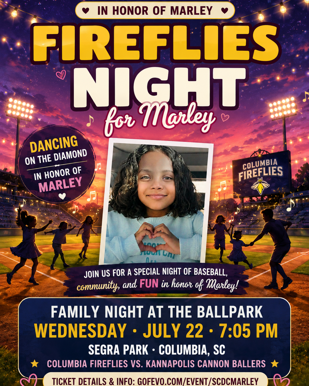 Fireflies Night for Marley event flyer